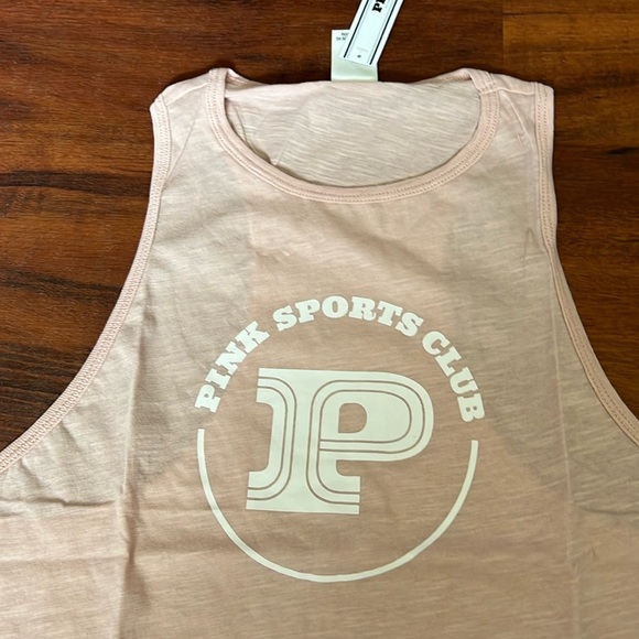 VS Pink Cotton Cropped Racerback Tank Top light pink crop top activewear medium - Picture 8 of 10